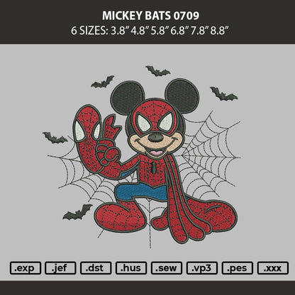 Mickey Bats 0709 Embroidery Machine Design File 6 sizes