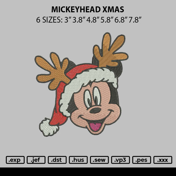 Mickeyhead Xmas Embroidery File 6 sizes