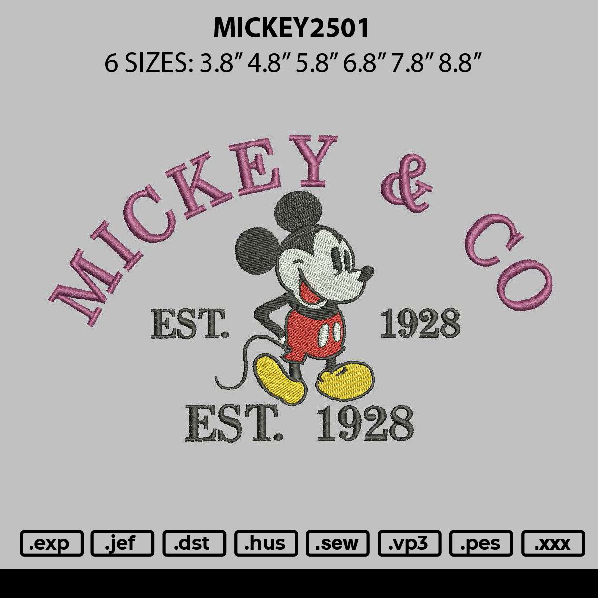 Mickey2501 Embroidery File 6 sizes
