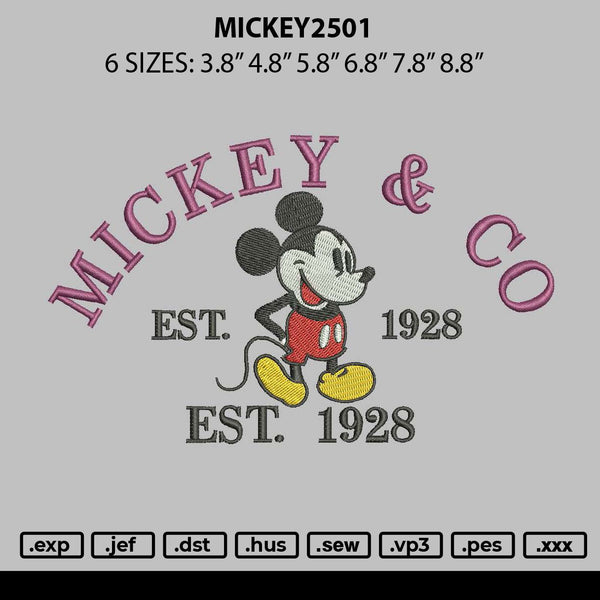 Mickey2501 Embroidery File 6 sizes
