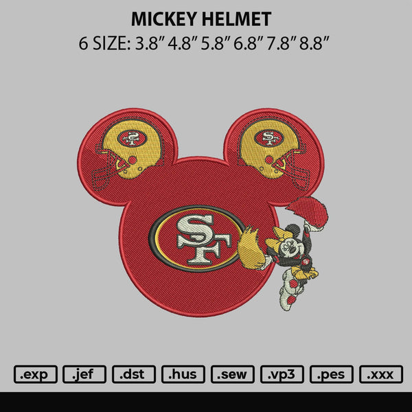 Mickey Helmet Embroidery File 6 sizes