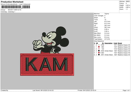 Kam Embroidery File 6 sizes