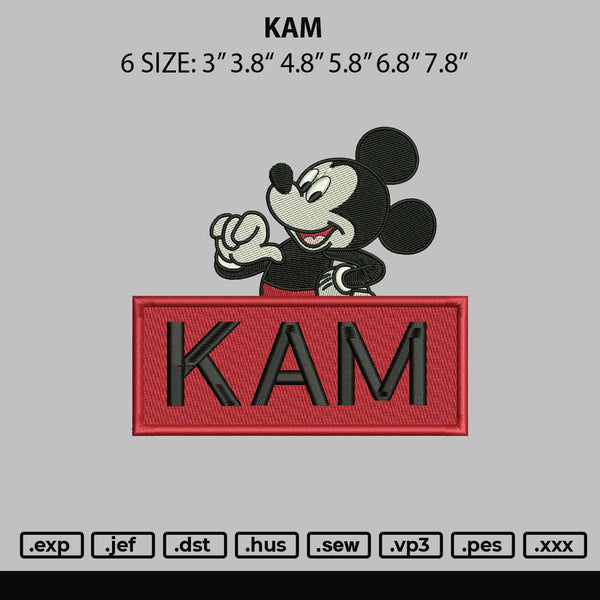 Kam Embroidery File 6 sizes