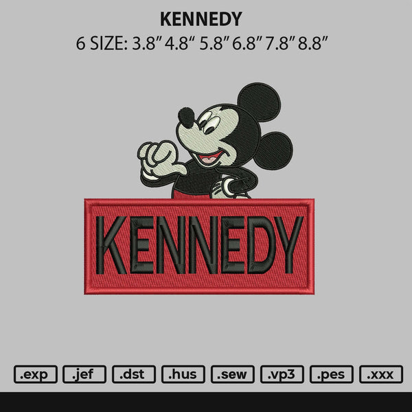 Kennedy Embroidery File 6 sizes