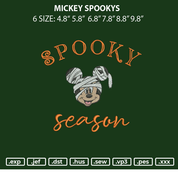 Mickey Spookys Embroidery File 6 sizes