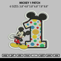 Mickey 1 Patch Embroidery File 6 sizes