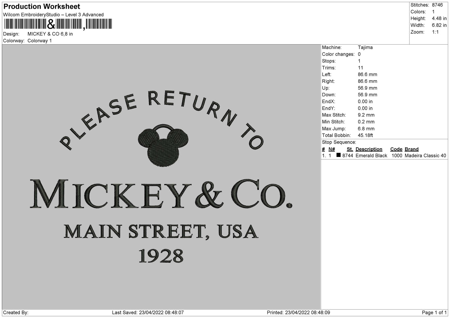 Mickey & Co Embroidery File 4 size