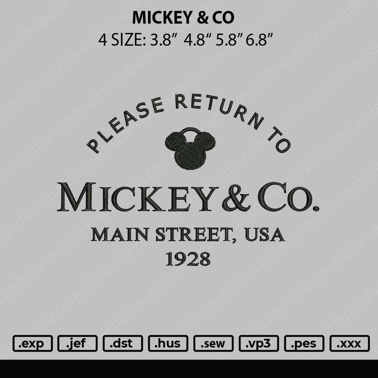 Mickey & Co Embroidery File 4 size