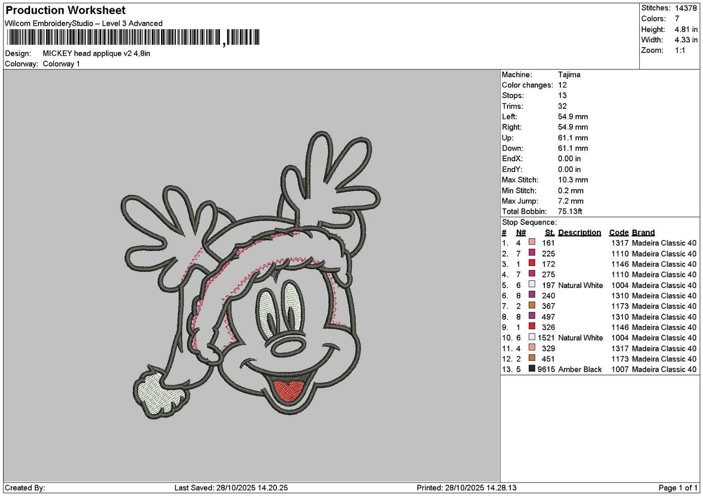Mickeyhead App V2 Embroidery File 6 sizes