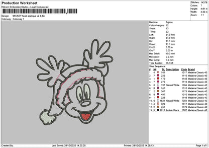 Mickeyhead App V2 Embroidery File 6 sizes