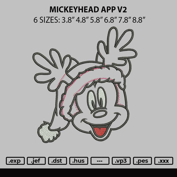 Mickeyhead App V2 Embroidery File 6 sizes