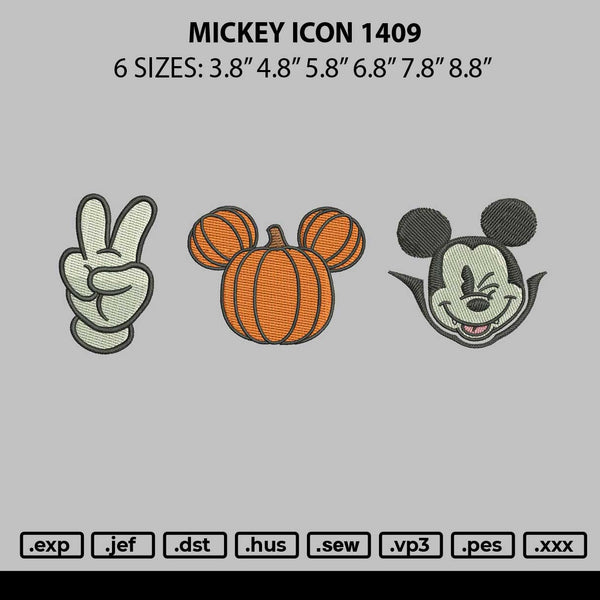 Mickey Icon 1409 Embroidery File 6 sizes