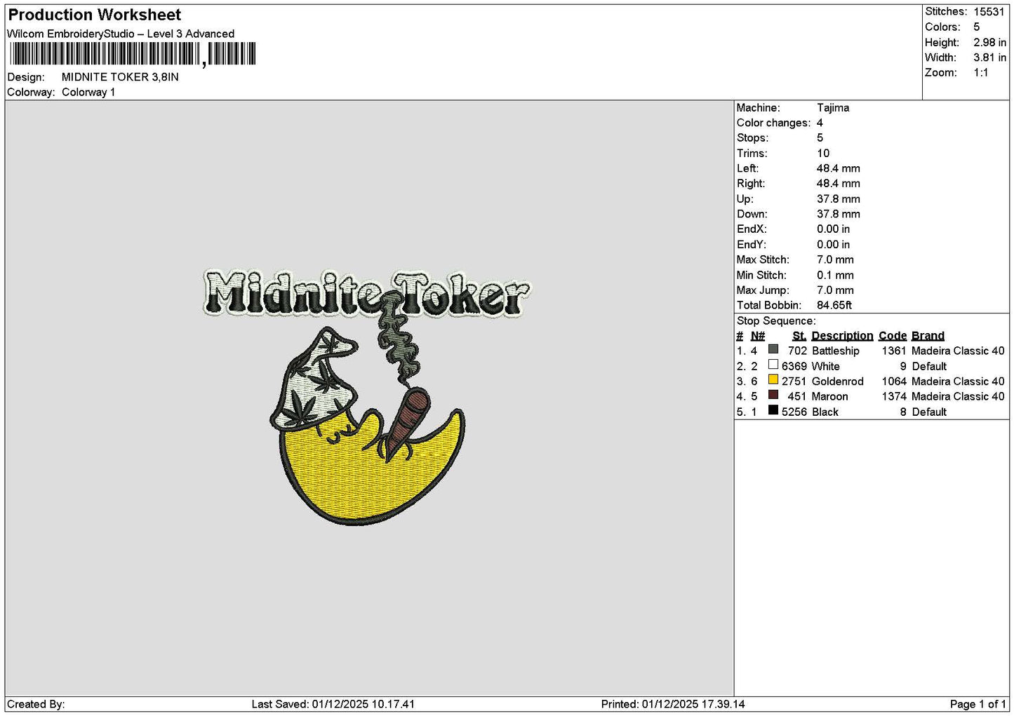 Midnitetext Embroidery File 6 sizes