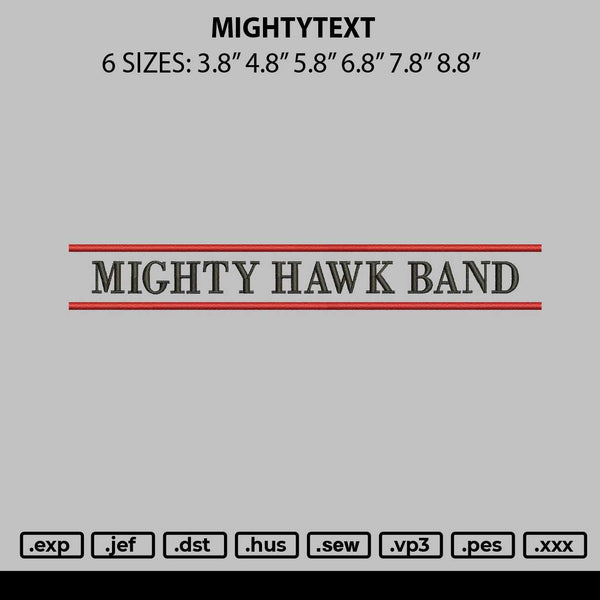 Mightytext Embroidery File 6 sizes