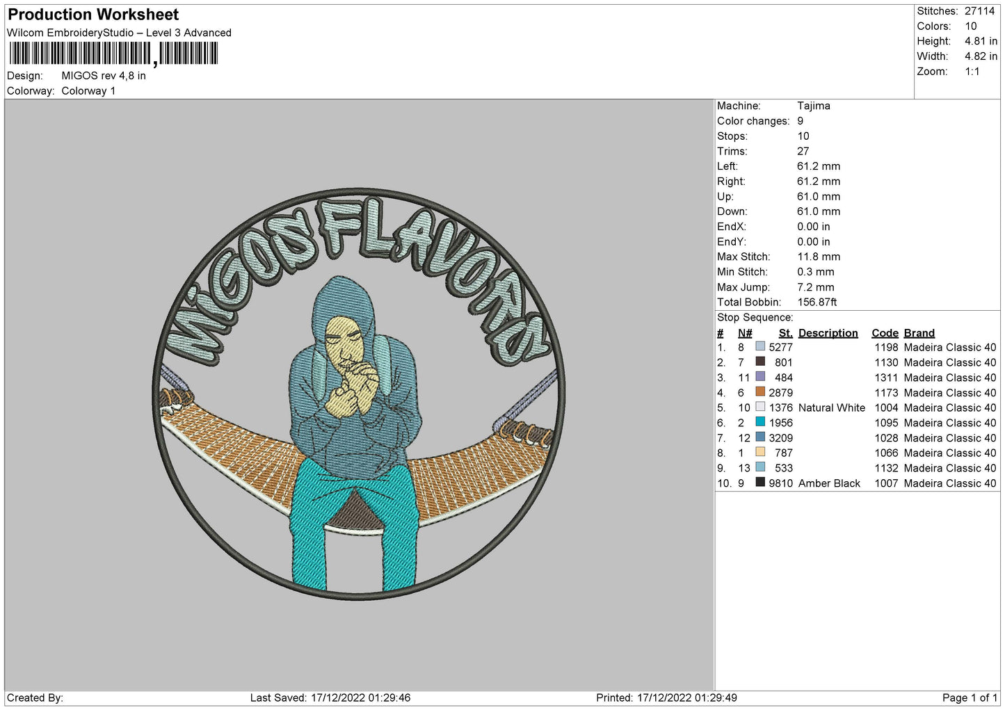 Migos Embroidery File 6 sizes