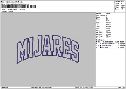 Mijarestext Embroidery File 6 sizes