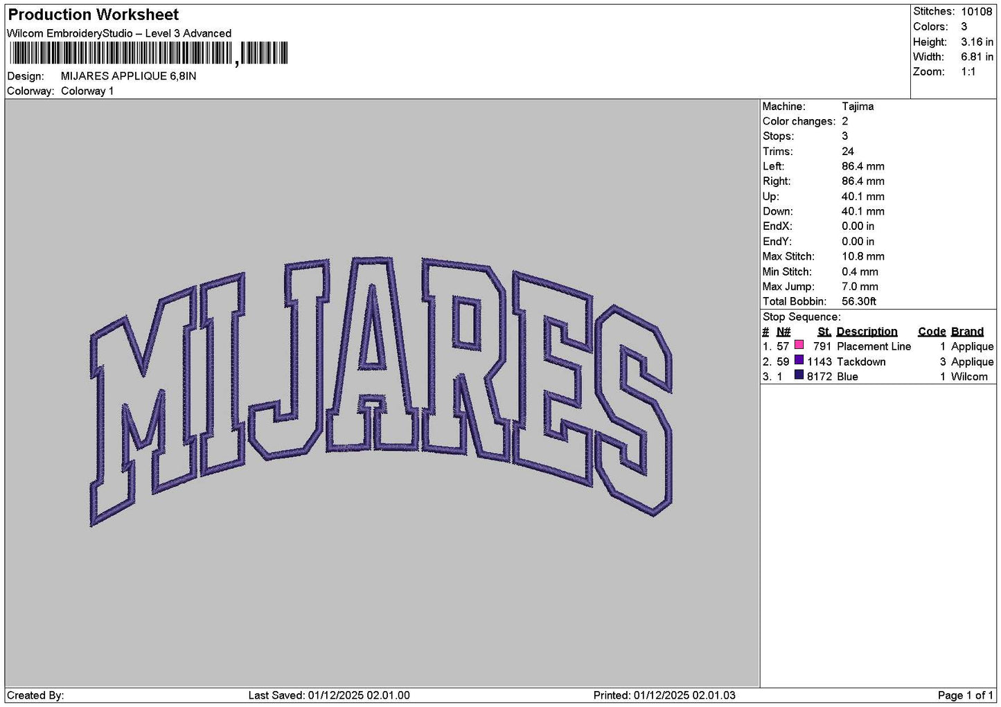 Mijarestext Embroidery File 6 sizes