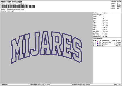 Mijarestext Embroidery File 6 sizes