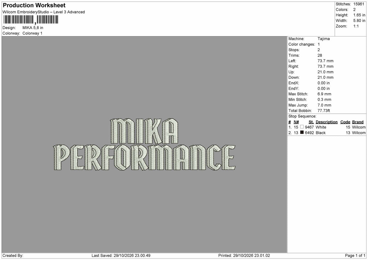 Mika Text Embroidery Machine Design File 6 sizes