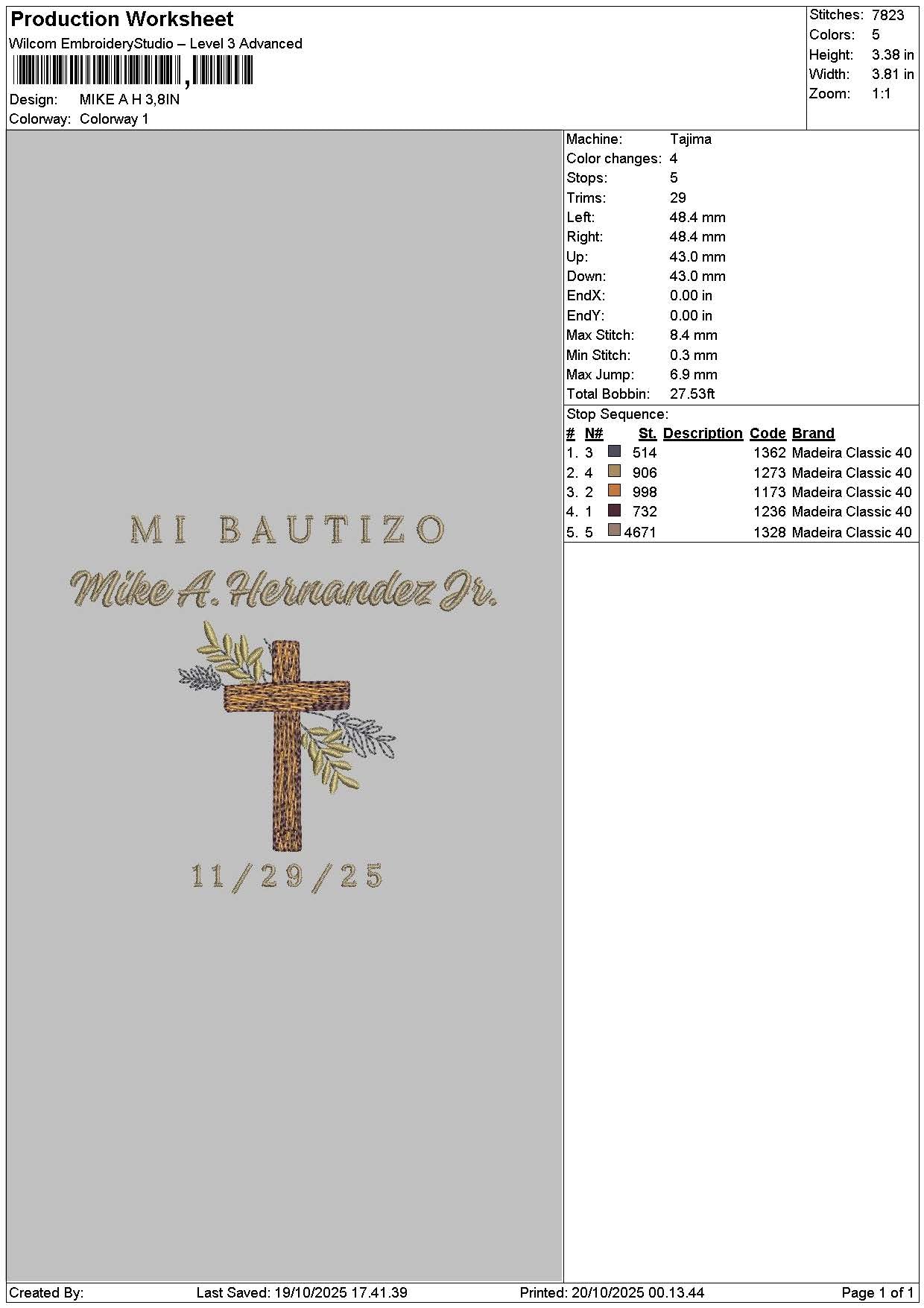 Miketext 1129 Embroidery File 6 sizes