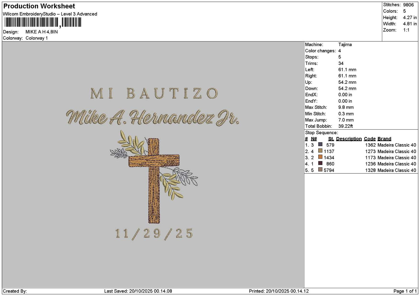 Miketext 1129 Embroidery File 6 sizes
