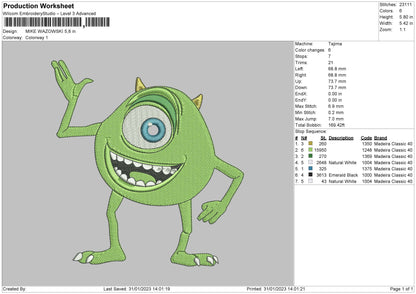 Mike W02 Embroidery File 6 sizes