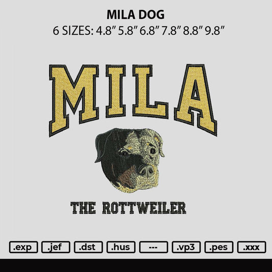 Mila Dog Embroidery File 6 sizes
