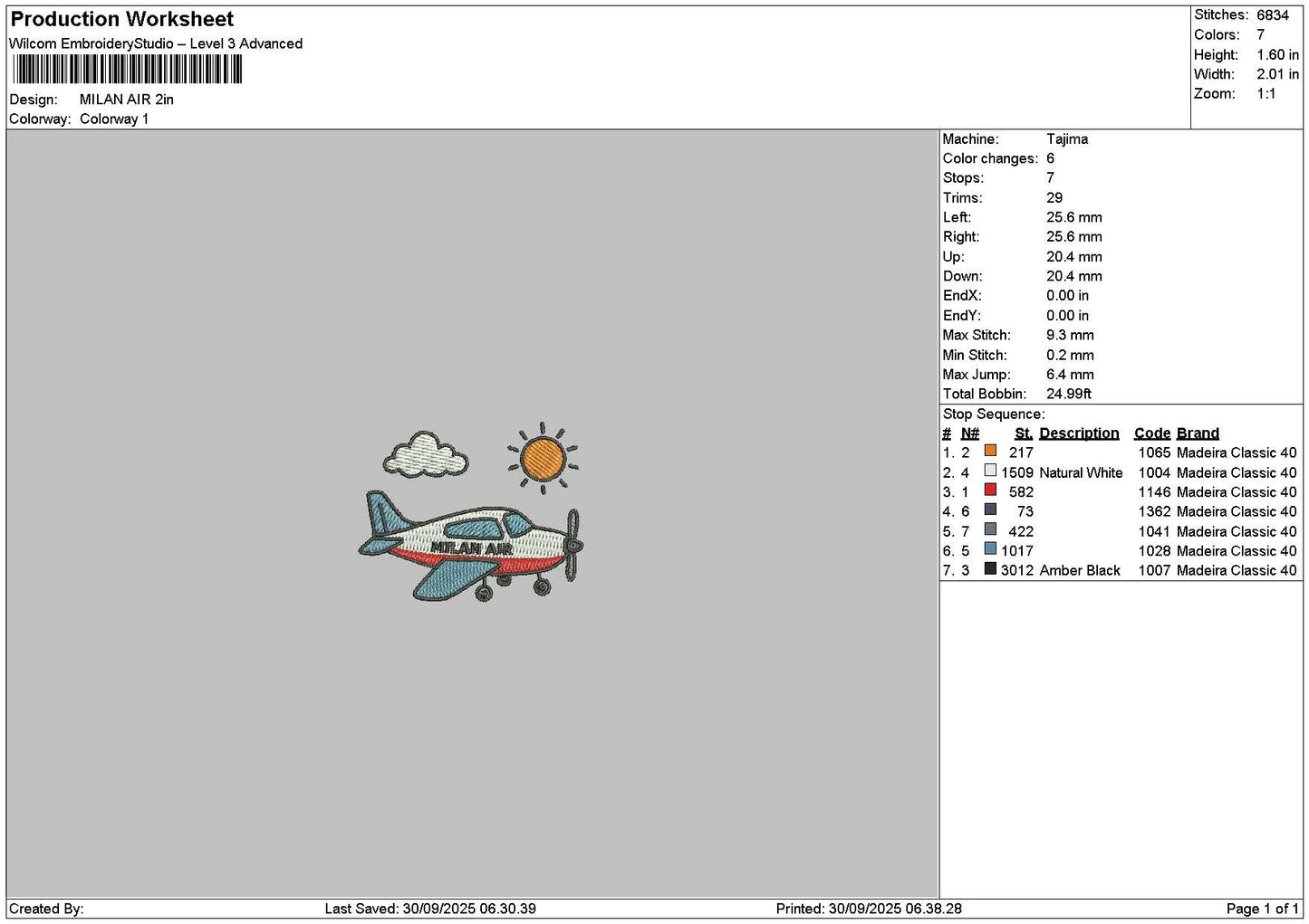 Air Sun Embroidery File 6 sizes