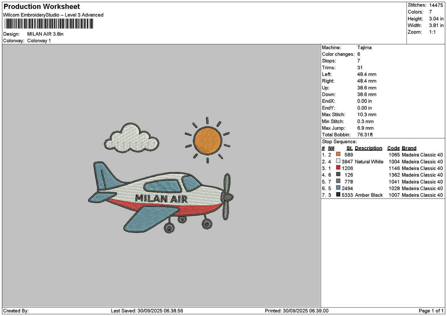 Air Sun Embroidery File 6 sizes