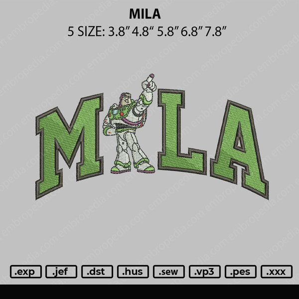 Mila Embroidery File 5 sizes