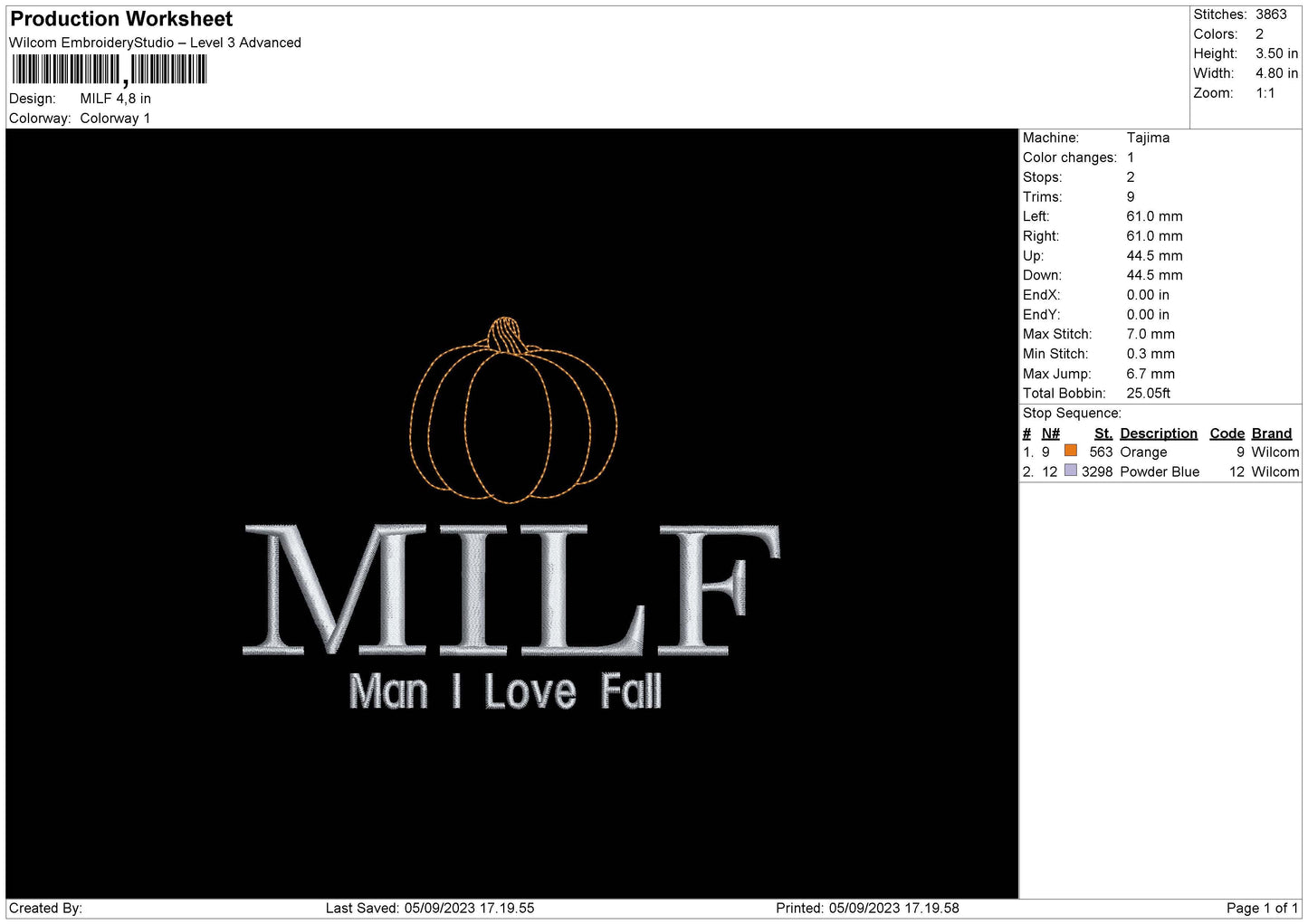 Love Fall Embroidery File 6 sizes