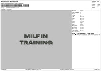 Milfin Training mbroidery File 6 sizes