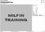 Milfin Training mbroidery File 6 sizes