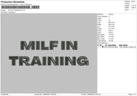 Milfin Training mbroidery File 6 sizes