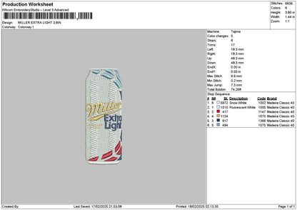 Millerbottle Embroidery File 6 sizes