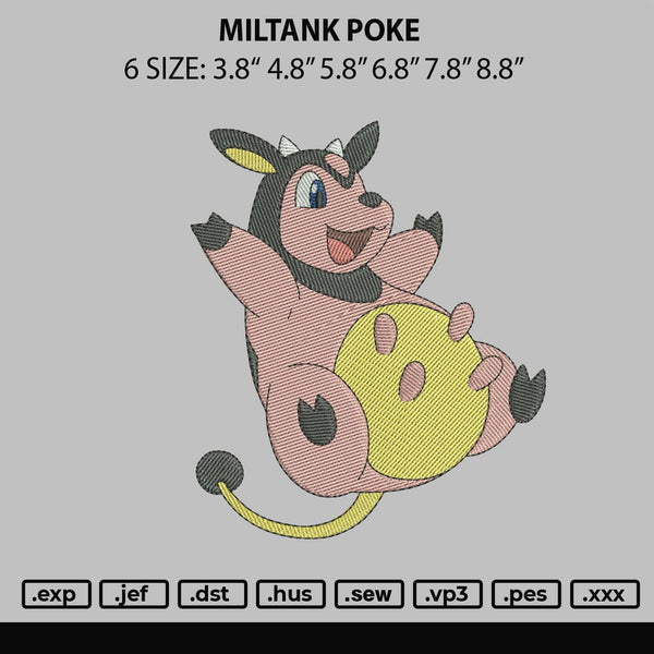 Miltank Poke Embroidery File 6 sizes
