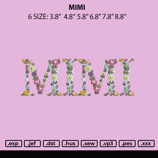 Mimi Embroidery File 6 sizes