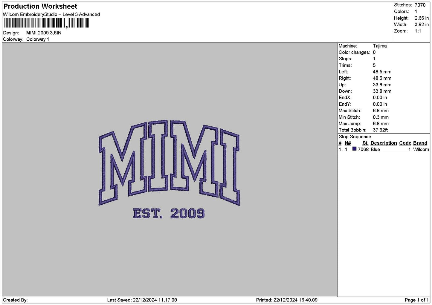 Mimitext 02 Embroidery File 6 sizes