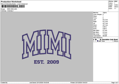 Mimitext 02 Embroidery File 6 sizes