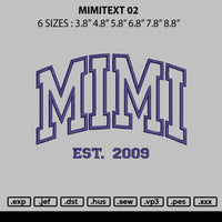 Mimitext 02 Embroidery File 6 sizes