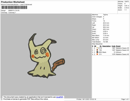 Mimikyu Embroidery File 7 size