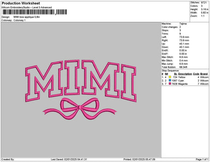 Mimibow App Embroidery File 6 sizes