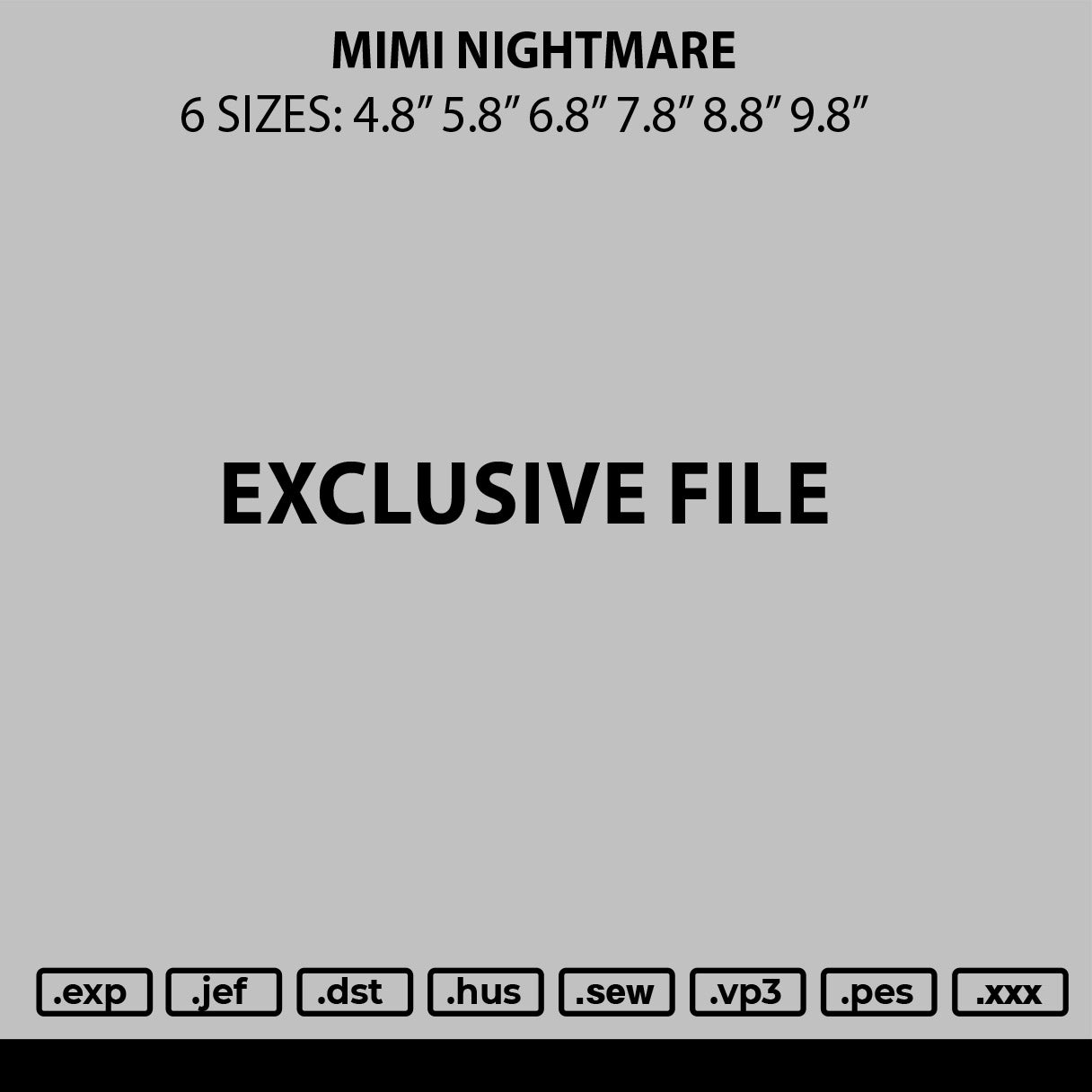 Mimi Nightmare Embroidery File 6 sizes