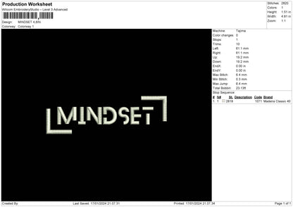 Mindset Embroidery File 6 sizes