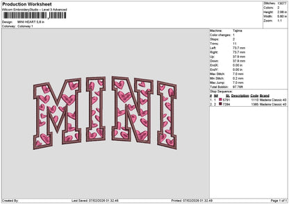 Minitext Embroidery File 6 sizes