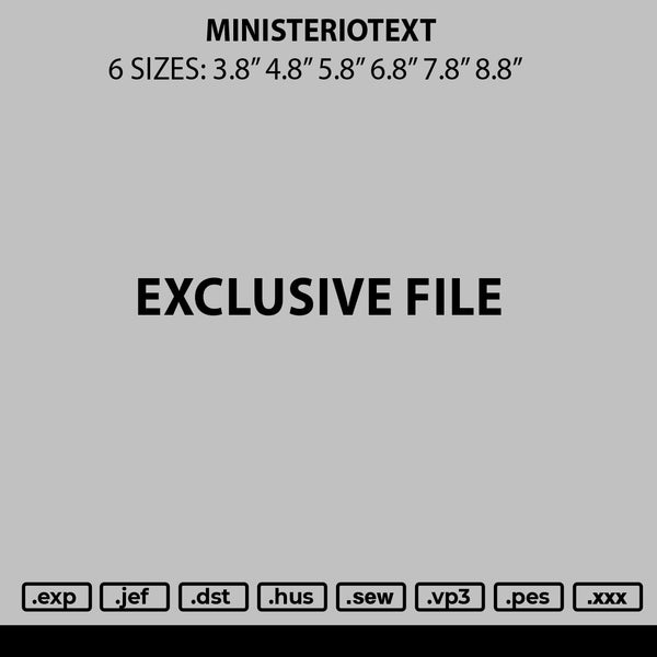 Ministeriotext Embroidery File 6 sizes