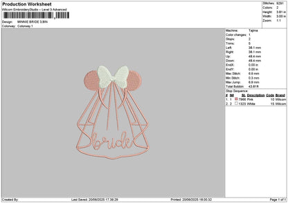 Minnie Dress Embroidery File 6 sizes