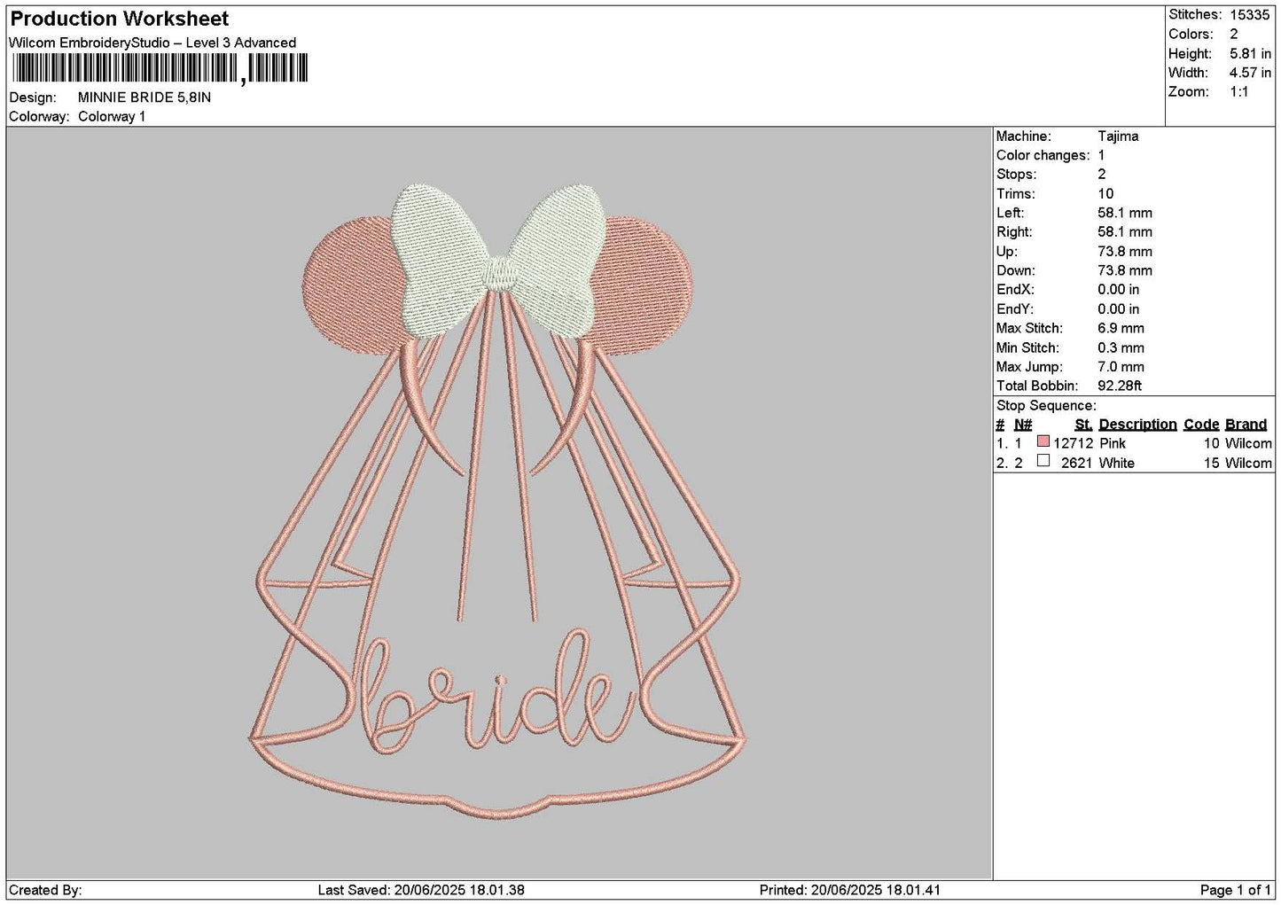Minnie Dress Embroidery File 6 sizes