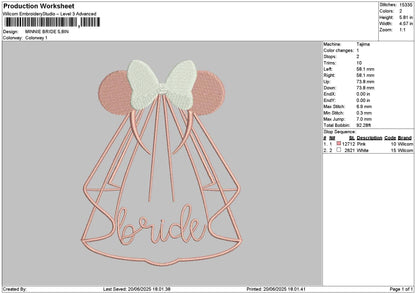 Minnie Dress Embroidery File 6 sizes