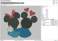 Minnie Mickey Valentine V2 Embroidery File 4 size